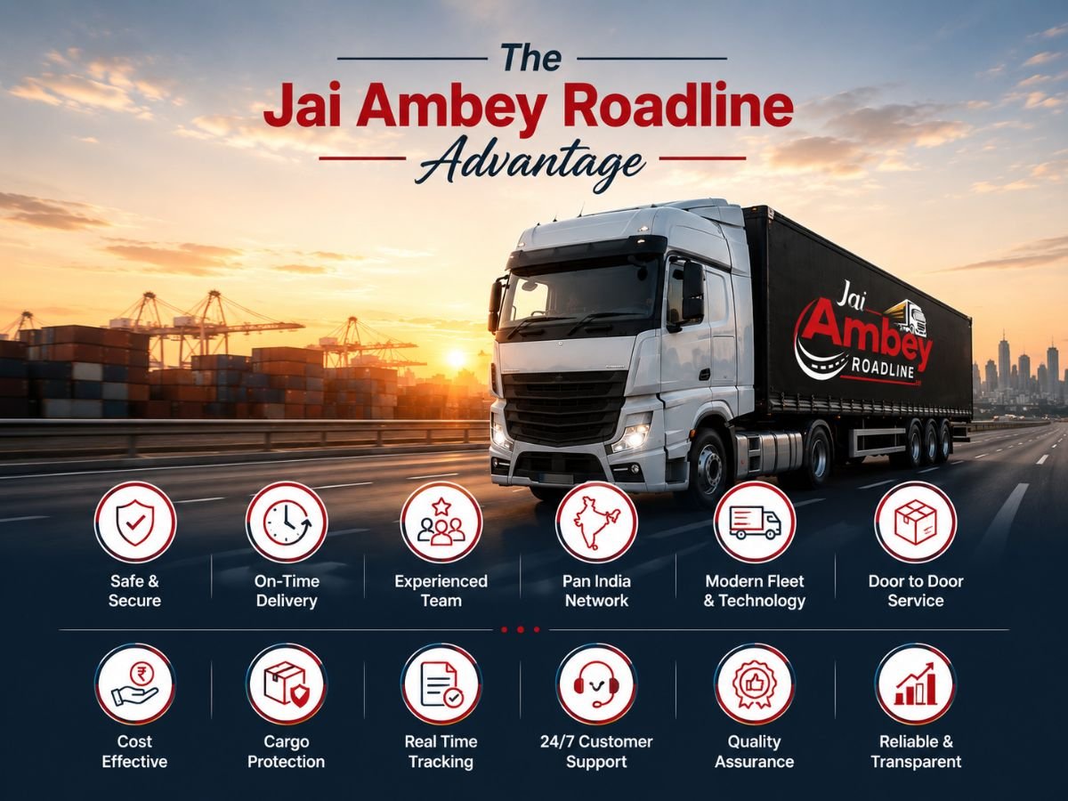 Jai Ambey Roadline truck on highway